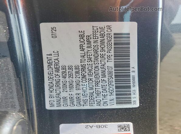 1HGCY2F87SA066137 2025 HONDA ACCORD Gray ძრავის განყოფილების ხედი