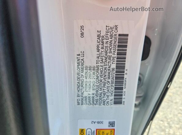 1HGCY2F88SA072786 2025 HONDA ACCORD White Vista del compartimento del motor