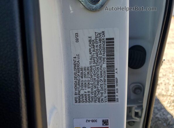 1HGCY2F89PA009610 2023 HONDA ACCORD White Շարժիչի բաժամունքի տեսք