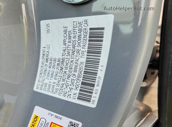 1HGCY2F89SA055706 2025 HONDA ACCORD Gray VIN sticker view