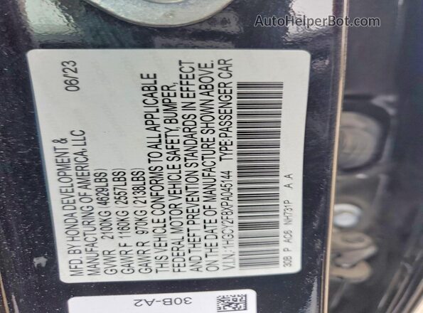 1HGCY2F8XPA045144 2023 HONDA ACCORD Black ძრავის განყოფილების ხედი