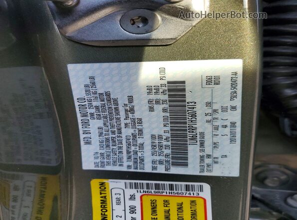 1LN6L9RP1H5607413 2017 LINCOLN CONTINENTA Green Widok naklejki z numerem VIN