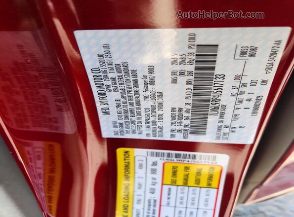 1LN6L9RP4J5617133 2018 LINCOLN CONTINENTA Red VIN կոդի պիտակի տեսք