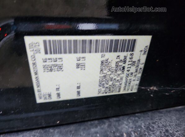 1N4AA6AP0GC411168 2016 NISSAN MAXIMA Черный Вид наклейки с VIN-кодом