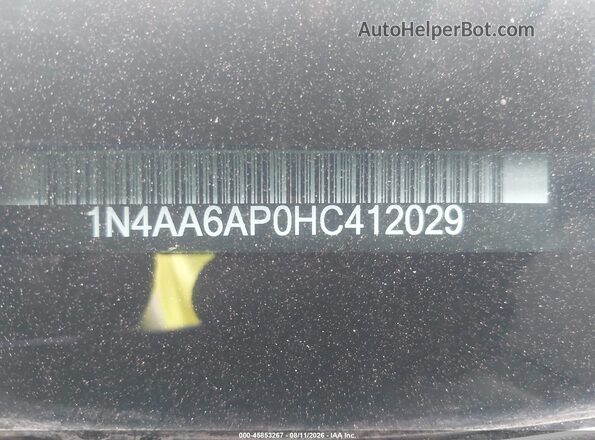 1N4AA6AP0HC412029 2017 NISSAN MAXIMA Dark Blue Vista del compartimento del motor