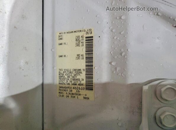 1N4AA6AP0JC402610 2018 NISSAN MAXIMA White Вид підкапотного простору