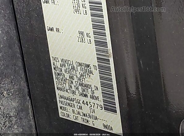 1N4AA6AP1GC445779 2016 NISSAN MAXIMA Gray Engine compartment view