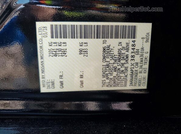 1N4AA6AP1JC383484 2018 NISSAN MAXIMA Black Engine compartment view