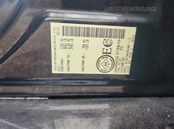 1N4AA6AP2GC379839 2016 NISSAN MAXIMA Black ძრავის განყოფილების ხედი