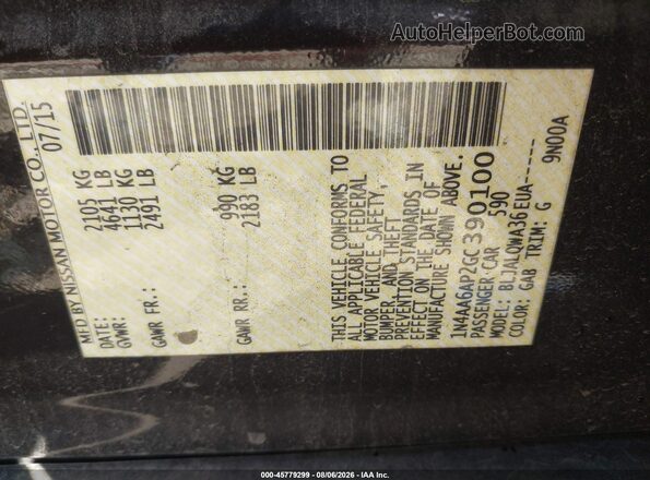1N4AA6AP2GC390100 2016 NISSAN MAXIMA Black Շարժիչի բաժամունքի տեսք