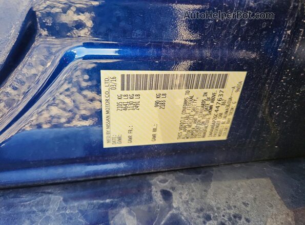 1N4AA6AP2GC447637 2016 NISSAN MAXIMA Blue Widok komory silnika