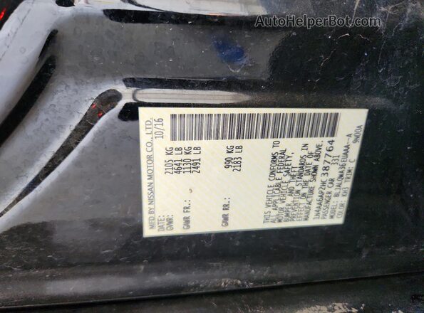 1N4AA6AP2HC387764 2017 NISSAN MAXIMA Black Вид підкапотного простору