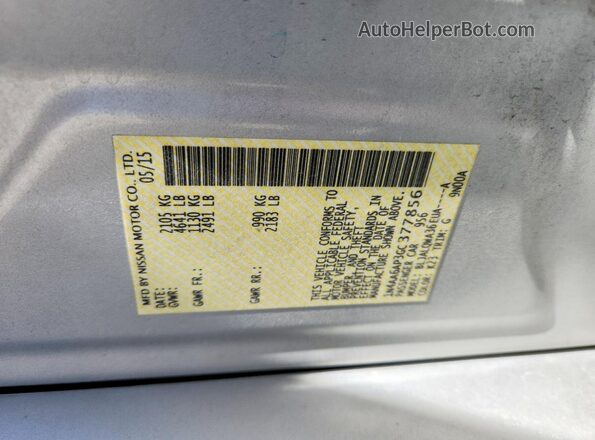 1N4AA6AP3GC377856 2016 NISSAN MAXIMA Silver Շարժիչի բաժամունքի տեսք