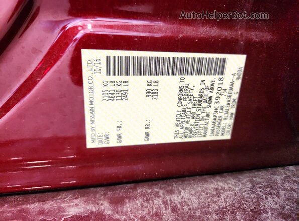 1N4AA6AP3HC392018 2017 NISSAN MAXIMA Maroon 