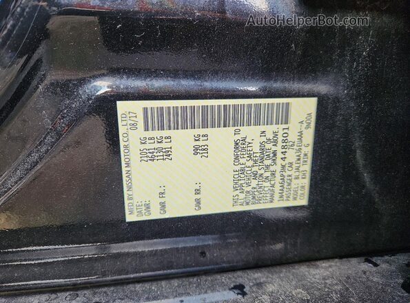 1N4AA6AP3HC448801 2017 NISSAN MAXIMA Black Vista del compartimento del motor