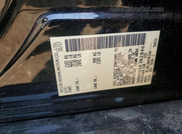 1N4AA6AP3JC362846 2018 NISSAN MAXIMA Black Շարժիչի բաժամունքի տեսք