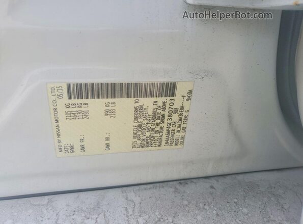 1N4AA6AP4GC380703 2016 NISSAN MAXIMA Белый Вид подкапотного пространства