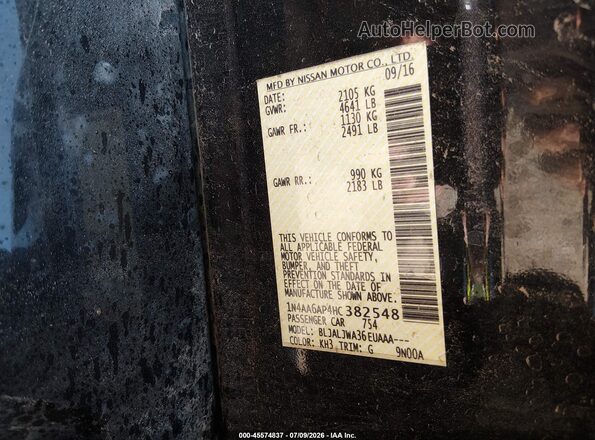 1N4AA6AP4HC382548 2017 NISSAN MAXIMA Черный Вид подкапотного пространства