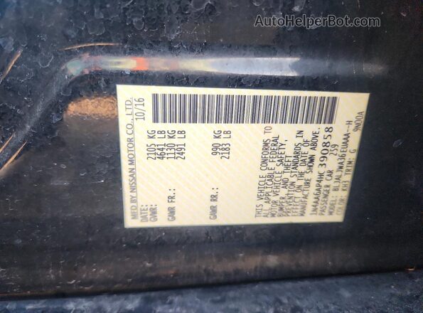 1N4AA6AP4HC390858 2017 NISSAN MAXIMA Black Շարժիչի բաժամունքի տեսք