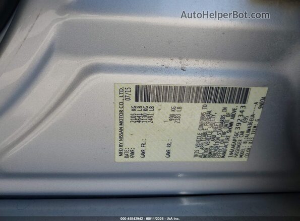 1N4AA6AP5GC392343 2016 NISSAN MAXIMA Silver Շարժիչի բաժամունքի տեսք