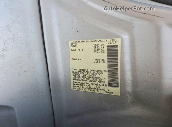 1N4AA6AP5HC406548 2017 NISSAN MAXIMA Silver Engine compartment view