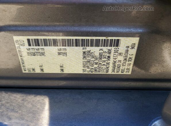 1N4AA6AP6HC432303 2017 NISSAN MAXIMA Gray Вид наклейки з VIN-кодом