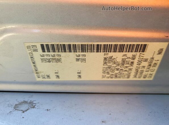 1N4AA6AP6JC400277 2018 NISSAN MAXIMA Silver Vista del compartimento del motor