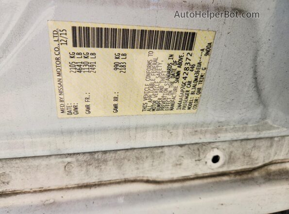 1N4AA6AP7GC428372 2016 NISSAN MAXIMA White Вид підкапотного простору