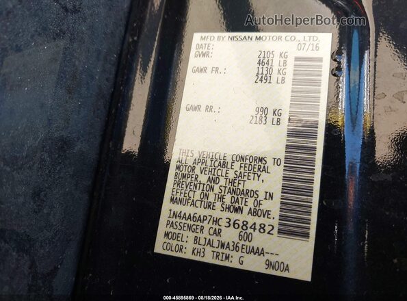 1N4AA6AP7HC368482 2017 NISSAN MAXIMA Black Engine compartment view