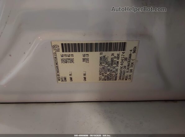 1N4AA6AP7HC404574 2017 NISSAN MAXIMA White Vista del compartimento del motor