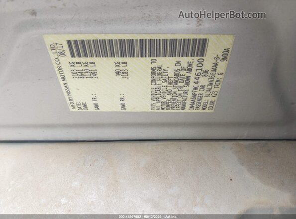 1N4AA6AP7HC446100 2017 NISSAN MAXIMA Gray ძრავის განყოფილების ხედი