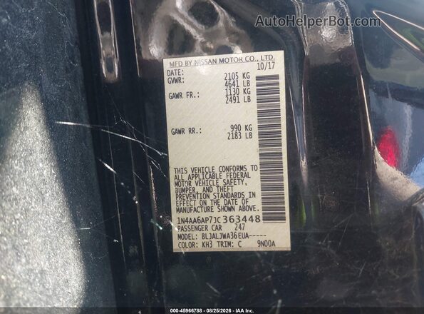 1N4AA6AP7JC363448 2018 NISSAN MAXIMA Черный Вид подкапотного пространства