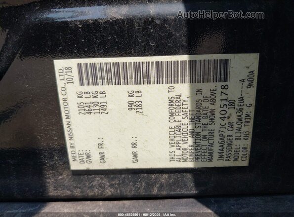 1N4AA6AP7JC405178 2018 NISSAN MAXIMA Черный Вид подкапотного пространства