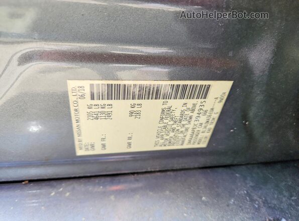 1N4AA6AP8JC394935 2018 NISSAN MAXIMA Gray VIN կոդի պիտակի տեսք
