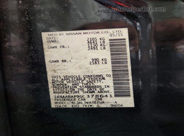 1N4AA6AP9GC378641 2016 NISSAN MAXIMA Black Engine compartment view