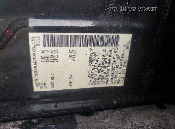 1N4AA6AP9GC389199 2016 NISSAN MAXIMA Black VIN sticker view