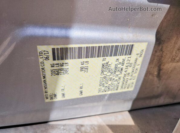 1N4AA6AP9HC436121 2017 NISSAN MAXIMA Silver VIN კოდის სტიკერის ხედი