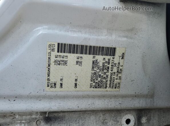 1N4AA6APXGC408374 2016 NISSAN MAXIMA White Widok naklejki z numerem VIN