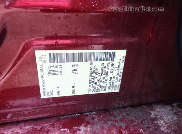 1N4AA6APXHC381890 2017 NISSAN MAXIMA Red Vista del compartimento del motor