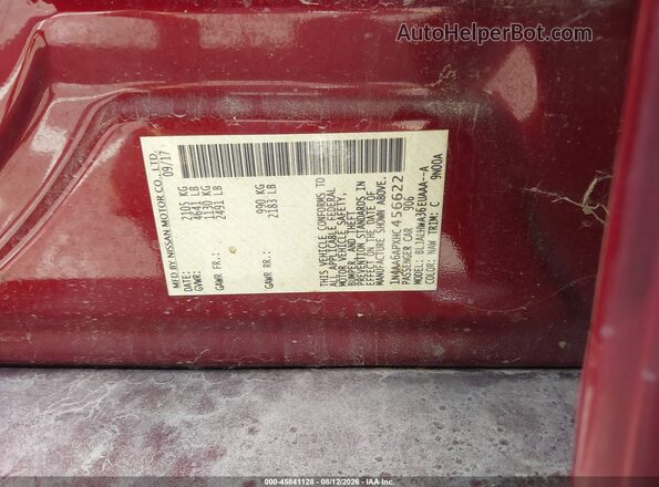 1N4AA6APXHC456622 2017 NISSAN MAXIMA Бордовый Вид подкапотного пространства