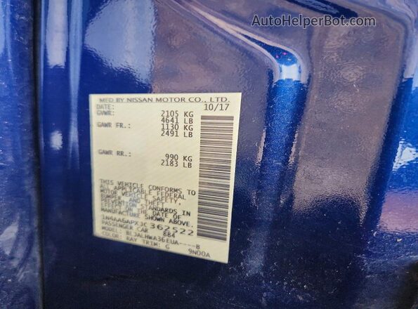 1N4AA6APXJC362522 2018 NISSAN MAXIMA Blue Engine compartment view