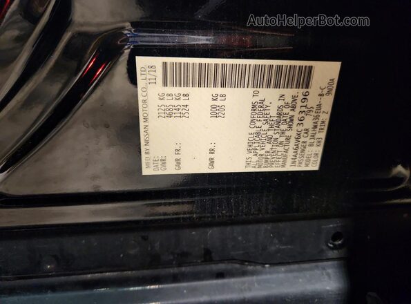 1N4AA6AV6KC363196 2019 NISSAN MAXIMA Black ძრავის განყოფილების ხედი