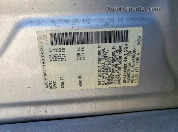 1N4AA6AV8KC361594 2019 NISSAN MAXIMA Silver Вид підкапотного простору