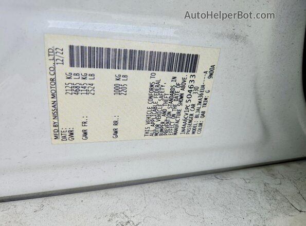 1N4AA6CV1PC504633 2023 NISSAN MAXIMA White Engine compartment view