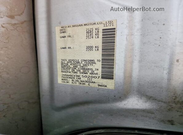 1N4AA6CV3NC502007 2022 NISSAN MAXIMA Silver Շարժիչի բաժամունքի տեսք