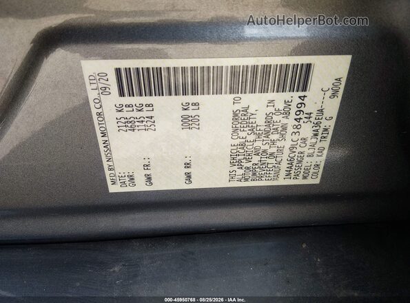 1N4AA6CV9LC384994 2020 NISSAN MAXIMA Gray Вид підкапотного простору