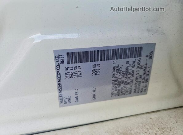 1N4AA6CVXPC513086 2023 NISSAN MAXIMA White Widok komory silnika