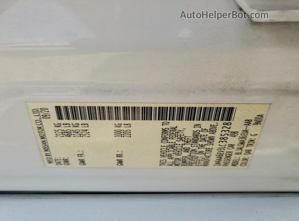 1N4AA6EV3LC385328 2020 NISSAN MAXIMA Белый Вид подкапотного пространства
