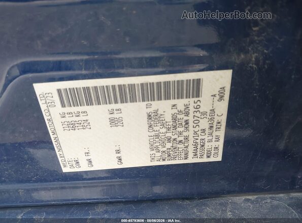 1N4AA6FV1PC507365 2023 NISSAN MAXIMA Blue Շարժիչի բաժամունքի տեսք
