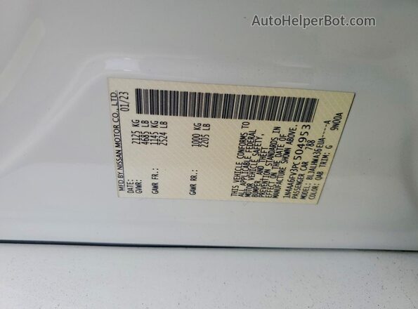 1N4AA6FV3PC504953 2023 NISSAN MAXIMA White Շարժիչի բաժամունքի տեսք